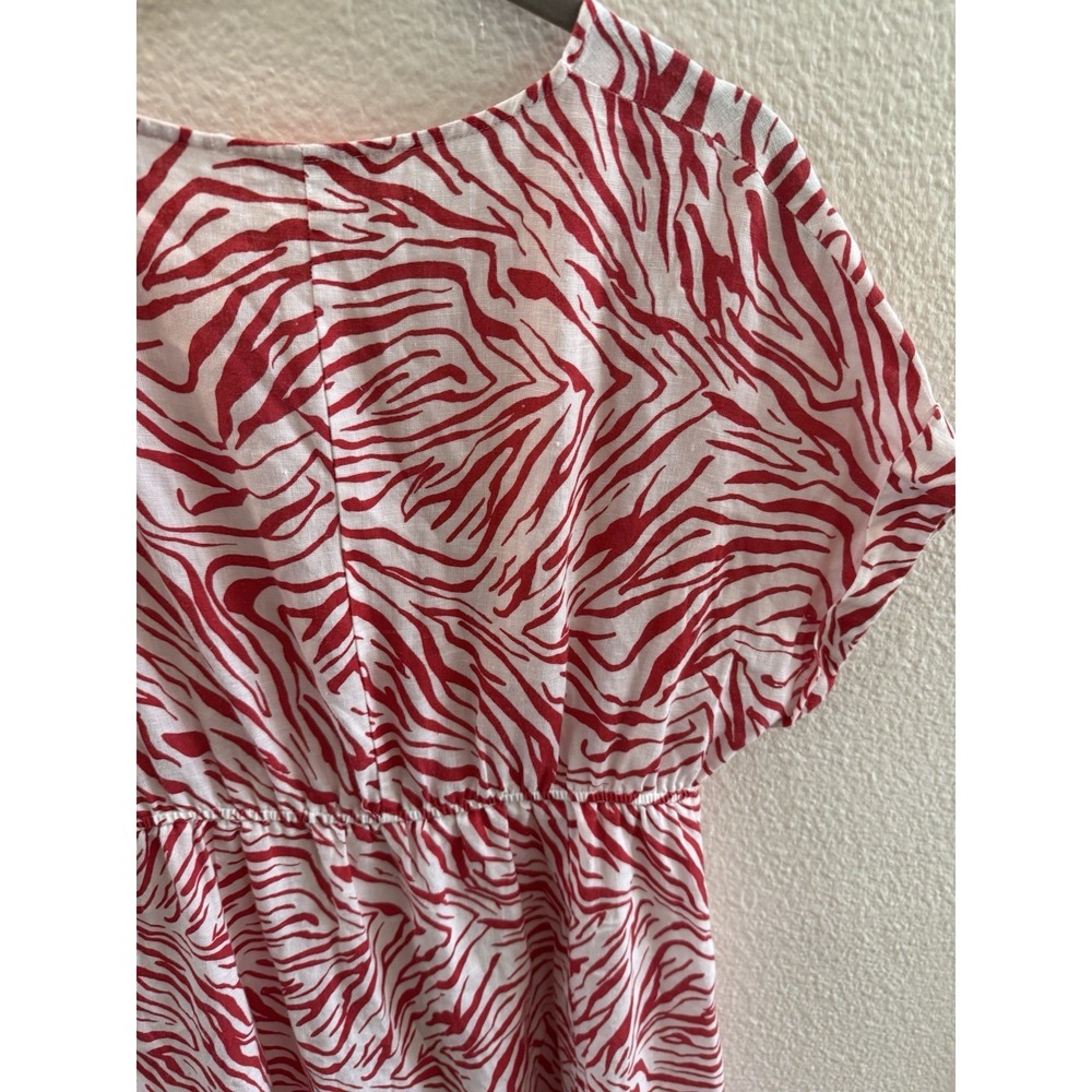 Villagalo 100% Linen Zebra Red Maxi Dress Lined Spanish EU40 (US6)‎ NWOT $248 - Picture 5 of 12